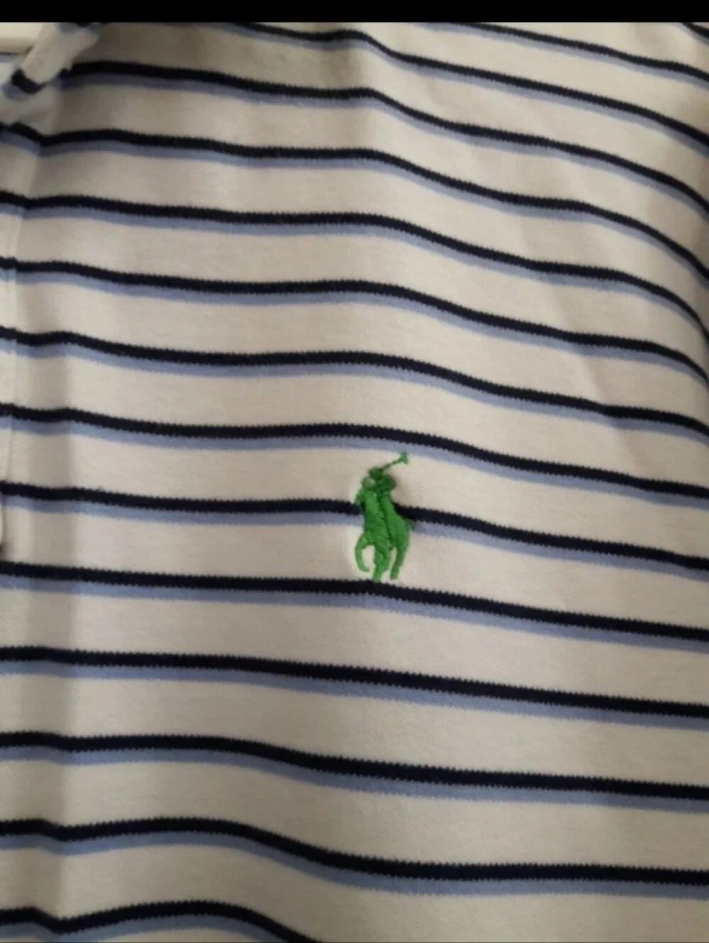 Polo Ralph Lauren White & Navy Striped Polo Shirt Size L